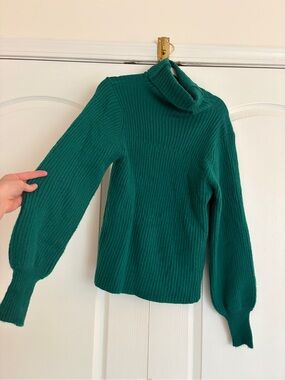 eesome Teal Ribbed Cowl Neck Sweater